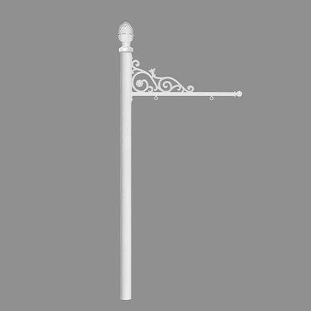 QUALARC Sign System w/Pineapple Finial, NO BASE, White color REPST-003-WHT